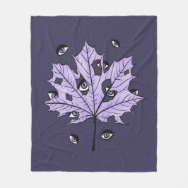 Paarse Leaf Creepy Eyes – Spooky Gothic Natuur Fleece Deken