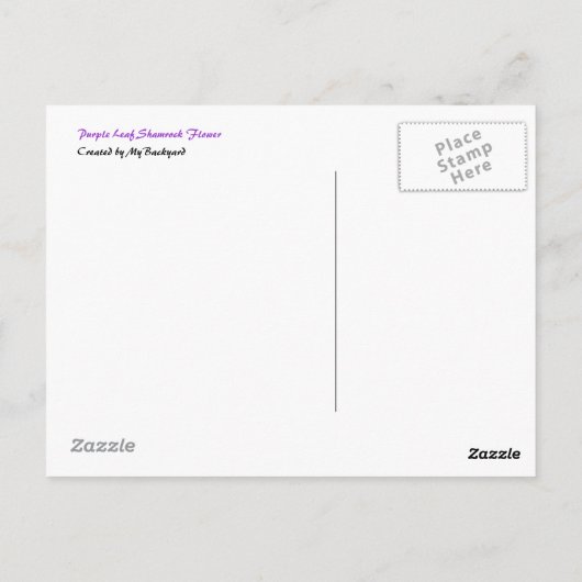 Paarse Leaf Shamrock Flower Briefkaart (Achterkant)