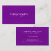 Paarse leder van Faux  Kijk uit Visitekaartje (Voorkant / Achterkant)