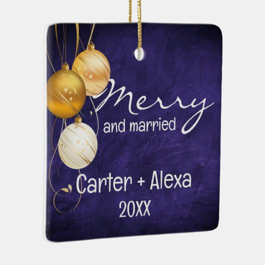 Paarse lederen eerste kerstman getrouwd keramisch ornament (Rechts)