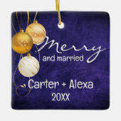 Paarse lederen eerste kerstman getrouwd keramisch ornament (Voorkant)