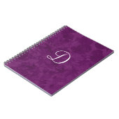 Paarse lederen patroonmonogram cadeobject notitieboek (Linkerzijde)
