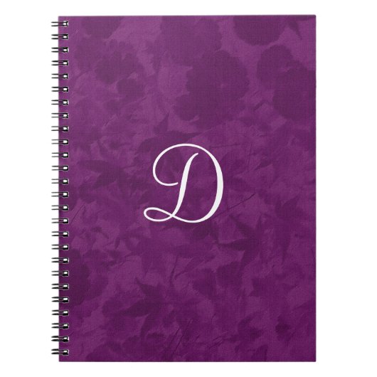Paarse lederen patroonmonogram cadeobject notitieboek (Voorkant)