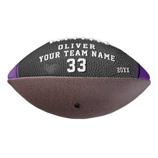 Paarse Lederen Print Speler Naam Nummer Team Foto American Football (Gedraaid 270)