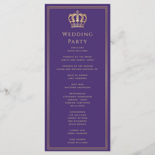 Paarse Leeuw Middeleeuws Zwaard Wedding Programma Programmakaart (Achterkant)