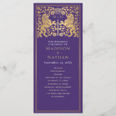 Paarse Leeuw Middeleeuws Zwaard Wedding Programma Programmakaart (Voorkant)