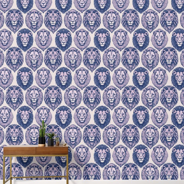 Paarse leeuwenkoppen behang (Hal)