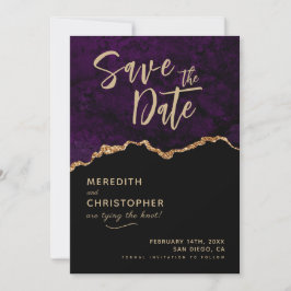 Paarse legance agate Save the Date
