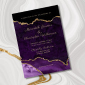 Paarse legance Gold Glitter Agate Wedding Kaart