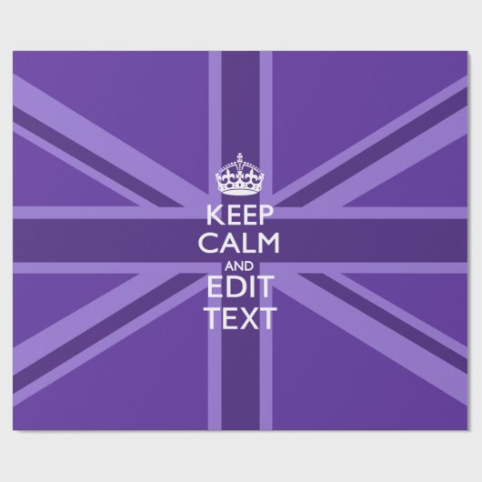 Paarse legance Keep Calm Jouw tekst Union Jack Cadeaupapier (Vlak)
