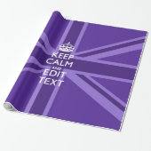 Paarse legance Keep Calm Jouw tekst Union Jack Cadeaupapier (Uitgerold)