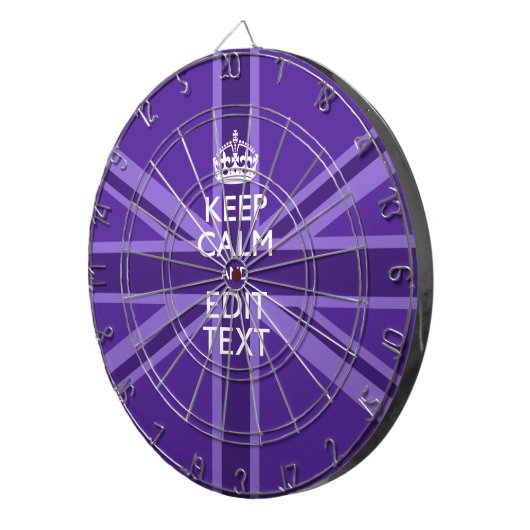 Paarse legance Keep Calm Jouw tekst Union Jack Dartbord (Voorkant Rechts)