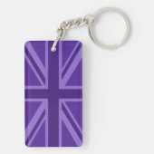 Paarse legance Keep Calm Jouw tekst Union Jack Sleutelhanger (achterkant)