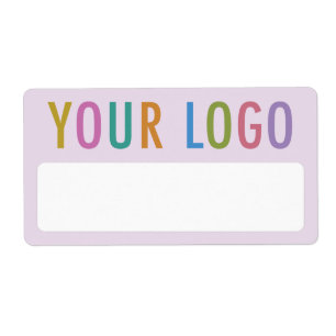 Paarse lege naamstickers met logo badge labels