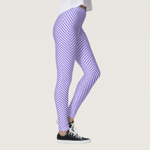 Paarse Leggings met witte chevron herringbone