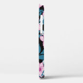 Paarse lelie, blauwe bladachtergrond. Case-Mate iPhone case (Achterkant / Links)