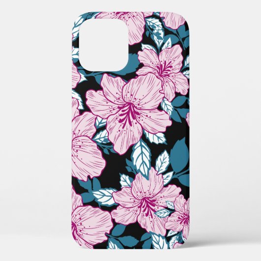 Paarse lelie, blauwe bladachtergrond. Case-Mate iPhone case (Achterkant)