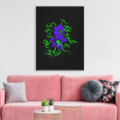paarse lelie bloem op zwart canvas afdruk (Insitu (Woonkamer))