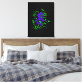 paarse lelie bloem op zwart canvas afdruk (Insitu (Slaapkamer))