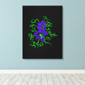 paarse lelie bloem op zwart canvas afdruk (Insitu (Houten vloer))