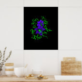 paarse lelie bloem op zwart poster (Keuken)