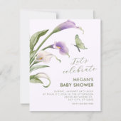 Paarse lelie bloemige babyshower kaart (Voorkant)