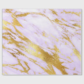 Paarse Lelie Goud Pastel Witte Marmer Glanzende Gl Cadeaupapier (Vlak)