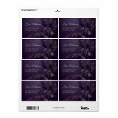 Paarse lelies 3D-bloemen luxe visitekaartje Etiket (Full Sheet)