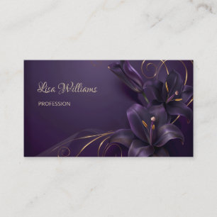 Paarse Lelies 3D Flowers Luxe Visitekaartje