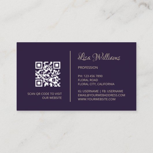 Paarse lelies luxe Visitekaartje (Achterkant)