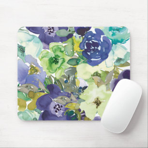 Paarse Lemon Yellow Green Waterverf Floral Muismat