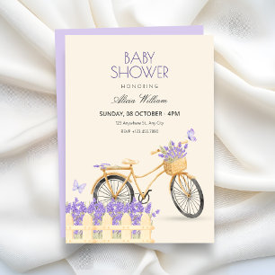 Paarse lente baby shower kaart