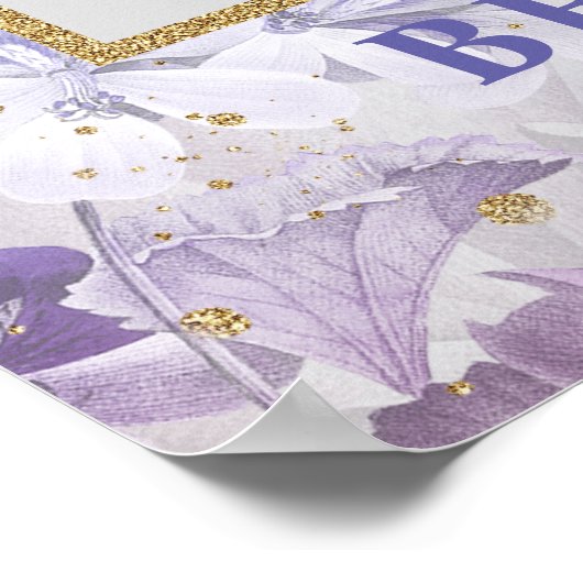 Paarse lente bloemen bohemian trouwfoto prop poster (Hoek)