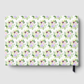 Paarse lente bloemen met bladgroen gastenboek (Achterkant)