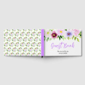 Paarse lente bloemen met bladgroen gastenboek (Volledig)