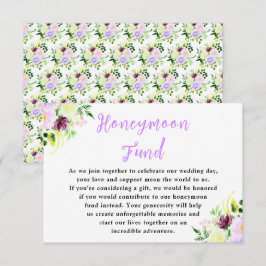 Paarse Lente Bloemen met Loof Informatiekaartje