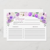 Paarse Lente Bloemen Vrijgezellenfeest Recept Kaar Informatiekaartje (Voorkant / Achterkant)