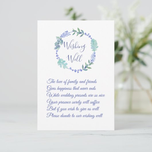 Paarse lente bloemenkrans bruiloft goed wensen informatiekaartje (Staand voorkant)