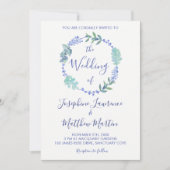 Paarse lente bloemenkrans bruiloft uitnodigingen (Voorkant)