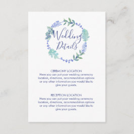 Paarse lente bloemenkrans trouwinformatie informatiekaartje