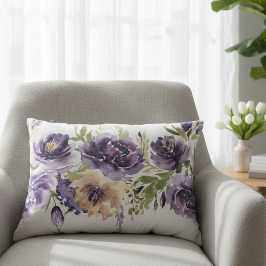 Paarse lente bloemenkussen  accent kussen