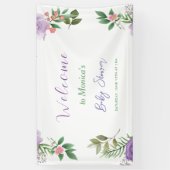 Paarse lente bloemenmeisje Baby shower Spandoek (Verticaal)