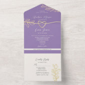 Paarse lente bruiloft all in one uitnodiging (Binnen)