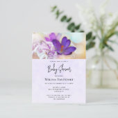 Paarse Lente Crocus Baby shower Uitnodiging (Staand voorkant)