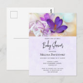 Paarse Lente Crocus Baby shower Uitnodiging (Voorkant / Achterkant)