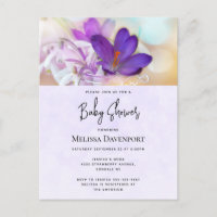 Paarse Lente Crocus Baby shower Uitnodiging
