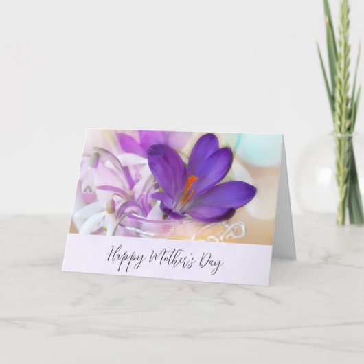 Paarse Lente Crocus Moederdag Kaart (Voorkant)