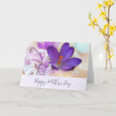 Paarse Lente Krokoes Moederdag Kaart (Gele Bloem)