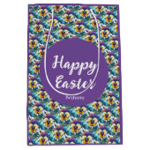 Paarse Lente Pansy Patch Patch Pasen Medium Cadeauzakje (Voorkant)