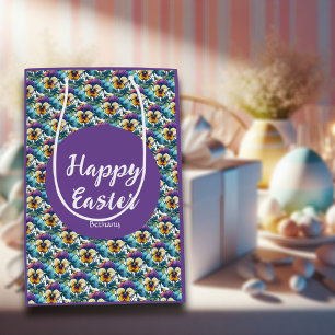 Paarse Lente Pansy Patch Patch Pasen Medium Cadeauzakje